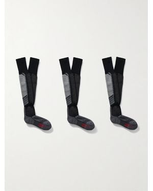 FALKE Sk2 Intermediate Three-Pack Jacquard-Knit Ski Socks - Black