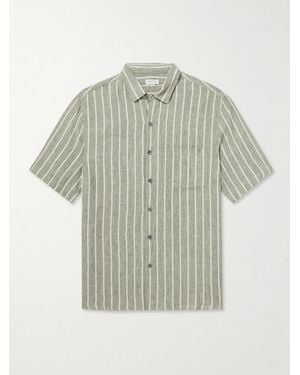 Sunspel Striped Linen Shirt - Green