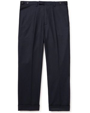 Beams Plus Ivy Cropped Tapered Brushed Wool-blend Twill Suit Pants - Blue