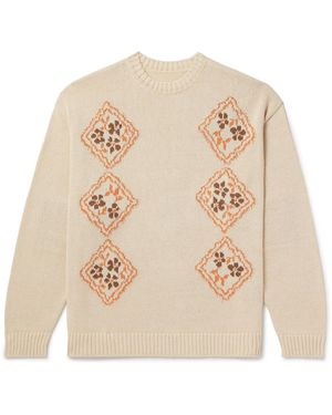 Kapital Kookei Jacquard-Knitted Cotton-Blend Sweater - Natural