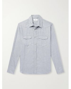 MR P. Herringbone Cotton And Lyocell-Blend Shirt - Grey