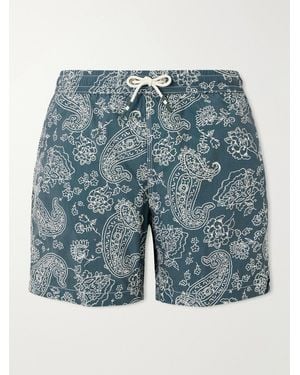 Hartford Straight-Leg Mid-Length Printed Swim Shorts - Blau