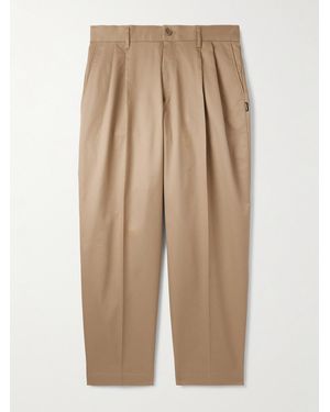 Neighborhood Two Tuck Straight-leg Cotton-blend Trousers - Natural