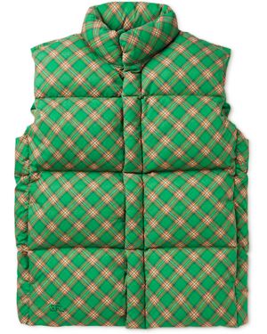 ERL Checked Quilted Cotton-Jacquard Down Gilet - Green