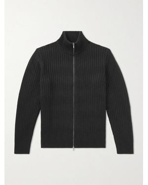 Massimo Alba Mirko Ribbed Cashmere And Alpaca-blend Zip-up Jumper - Black