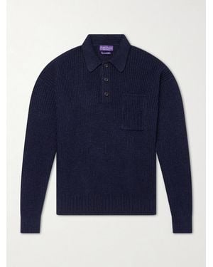 Ralph Lauren Silk And Linen-Blend Polo Jumper - Blue