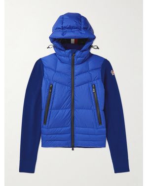 Moncler Paneled Quilted Shell And Fleece Hooded Down Ski Jacket - Blue