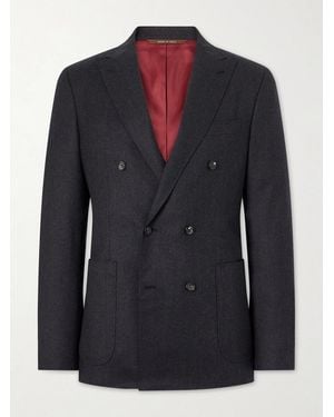 Canali Kei Double-Breasted Wool Blazer - Black