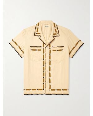 Bode Ryegrass Camp-Collar Embellished Cotton-Twill Shirt - Natural
