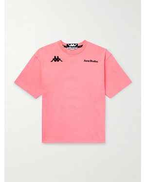 Acne Studios Kappa Webbing-Trimmed Logo-Embroidered Cotton-Jersey T-Shirt - Pink