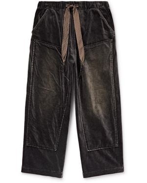 Kapital Casa Wide-Leg Cotton-Velvet Drawstring Pants - Black