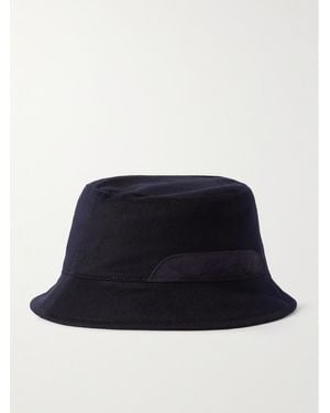 Loro Piana Cityleisure Suede-Trimmed Cashmere Bucket Hat - Blue