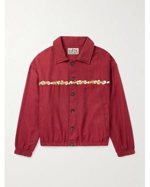 Kartik Research Rishikesh Embroidered Herringbone Wool Jacket