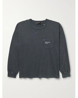 Enfants Riches Deprimes Oberteil aus Baumwoll-Jersey mit Logoprint und Farbspritzern in Distressed-Optik - Grau