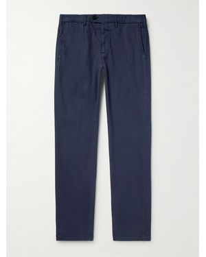 Canali Slim-Fit Garment-Dyed Stretch Lyocell And Cotton-Blend Twill Trousers - Blue