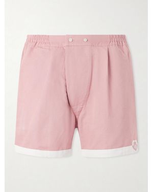 Bode Heart Deco Straight-leg Logo-appliquéd Cotton-faille Shorts - Pink