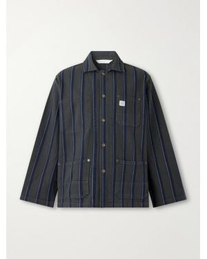 Aimé Leon Dore Logo-Appliquéd Striped Denim Jacket - Blue