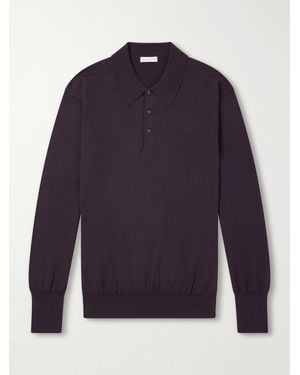 Kaptain Sunshine Wool And Cotton-Blend Polo Shirt - Blue