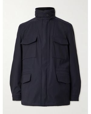 Loro Piana Traveller Logo-appliquéd Bristol Clima System 3l Wool-blend Hooded Field Jacket - Blue