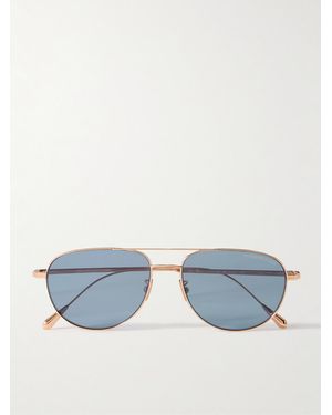 Cutler and Gross 0002 Aviator-Style Rose-Plated Sunglasses - Blue