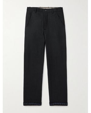 Kartik Research Straight-Leg Wool-Flannel Suit Trousers - Black