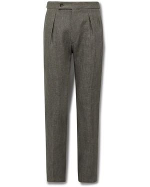 Slowear Venezia 1951 Slim-Fit Tapered Pleated Linen Suit Pants - Gray