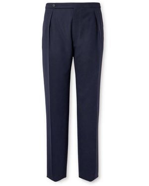 Drake's Straight-Leg Pleated Wool Suit Pants - Blue
