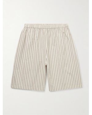 The Row Zindel Straight-Leg Striped Cotton Shorts - White