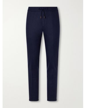 Slowear Incotex Tapered Cashmere-Flannel Drawstring Pants - Blue