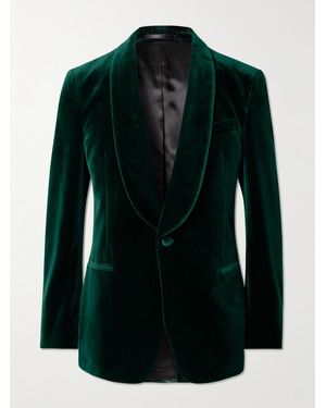 MR P. Slim-Fit Shawl-Collar Cotton-Velvet Tuxedo Jacket - Green