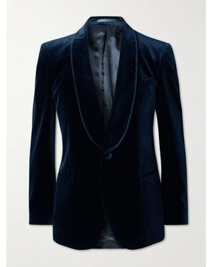 MR P. Slim-Fit Shawl-Collar Cotton-Velvet Tuxedo Jacket - Blue