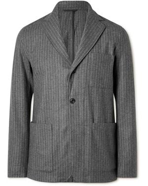 Hartford Jonny Unstructured Pinstriped Virgin Wool-Blend Suit Jacket - Gray