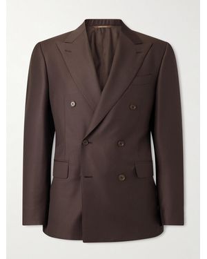 Canali Double-Breasted Wool-Twill Suit Jacket - Brown