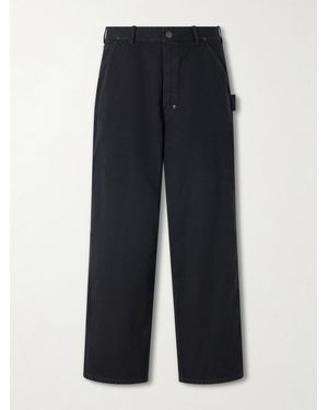 A.PRESSE Vintage Wide-Leg Cotton, Hemp And Silk-Blend Canvas Trousers - Blue