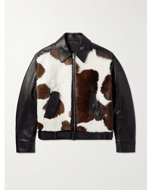 Givenchy Slim-Fit Belted Cow-Print Calf Hair And Leather Jacket - Black