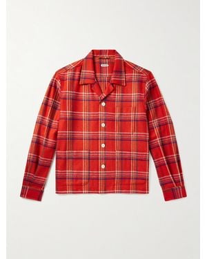 Bode Gable Camp-collar Checked Wool Overshirt - Red