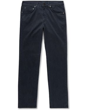 Boglioli Slim-Fit Straight-Leg Cotton-Blend Twill Pants - Blue