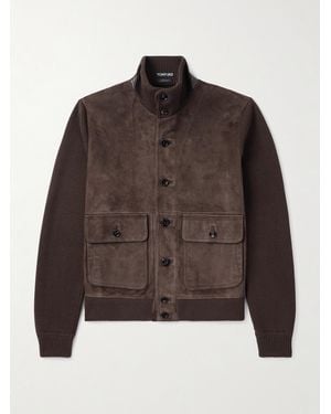 Tom Ford Ribbed Merino Wool And Suede Jacket - Brown