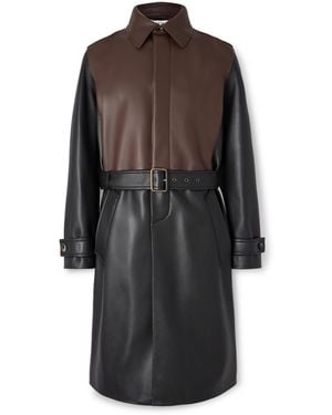Loewe Belted Two-Tone Paneled Leather Coat - Black