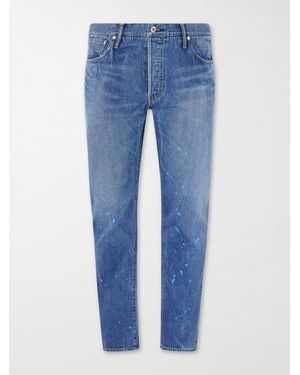Visvim Social Sculpture 11 Slim-fit Straight-leg Paint-splattered Jeans - Blue