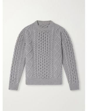 Anderson & Sheppard Aran Cable-Knit Wool And Cashmere-Blend Jumper - Grey