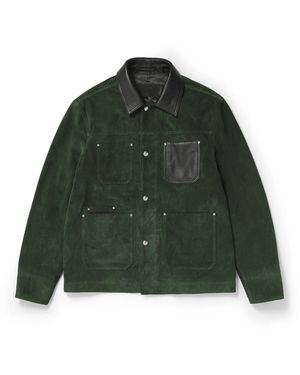 MR P. Full-Grain Leather-Trimmed Suede Chore Jacket - Green