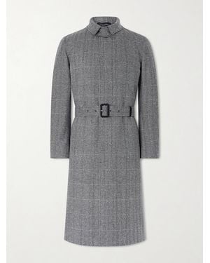 dunhill Belted Herringbone Wool Trench Coat - Gray