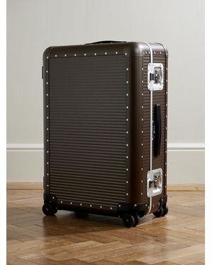 Fpm Milano Bank Spinner 76cm Leather-trimmed Polycarbonate And Aluminium Suitcase - Black