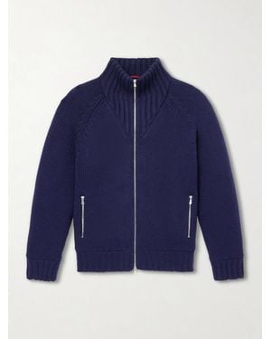 Brunello Cucinelli Cashmere Zip-Up Down Cardigan - Blue