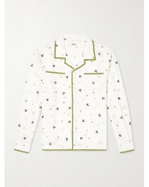 Bode Blackberry Patch Camp-Collar Embroidered Linen Shirt - Neutro