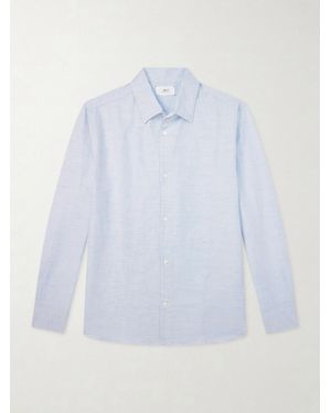 MR P. Cutaway-Collar Cotton, Linen And Cashmere-Blend Shirt - White