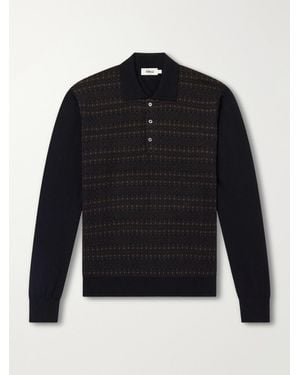 Altea Wool and Lyocell-Blend Polo Sweater - Blau