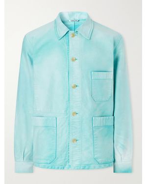 AURALEE Garment-Dyed Cotton-Moleskin Blouson Jacket - Blau