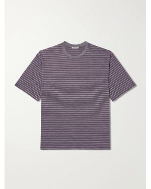 AURALEE Striped Wool-Jersey T-Shirt - Purple